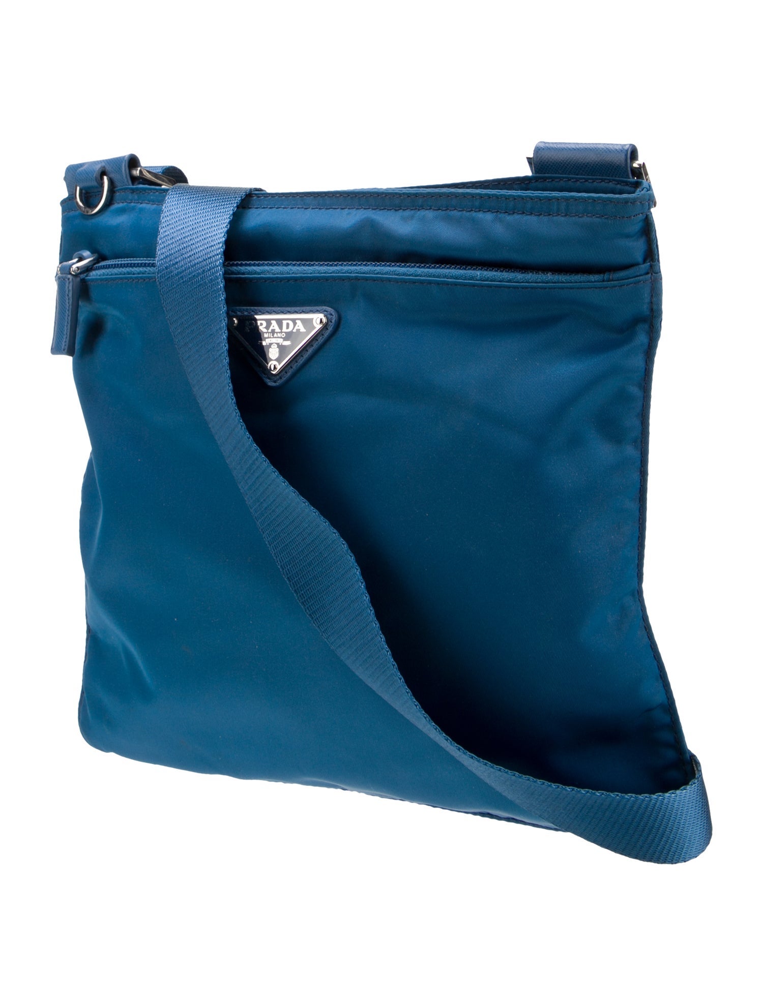 Prada Enameled Metal Triangle Messenger Bag